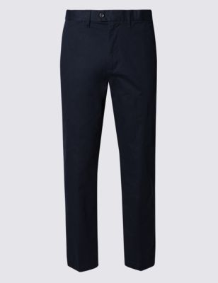 Shorter Length Pure Cotton Flat Front Chinos